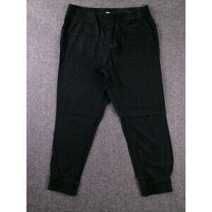 Old Navy Jogger Pants Women M Black Elastic Waist Cuffed Front Patch Pockets